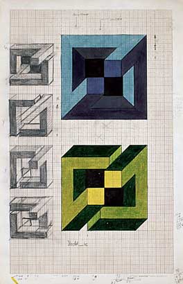 Figuras imposibles, boceto, 1970. Lápiz y tinta sobre papel, 34 x 24 cm