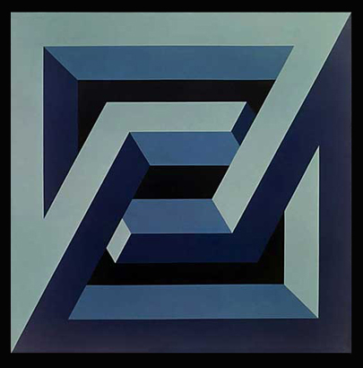 Figura imposible, serie cuadrados 1972. Pintura sintética sobre madera. 120 x 120 cm