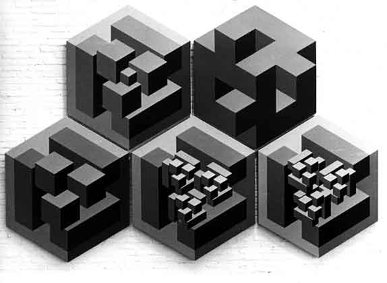 Montaje figuras imposibles, serie cubos. 1973