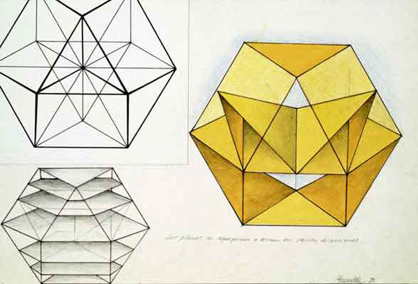 Dibujo para estructura volante cuboctaédrica, 1978